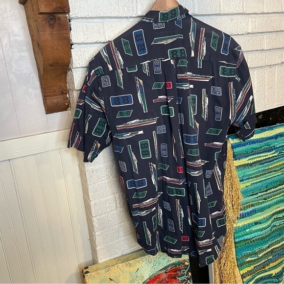 Vintage Nautica Sailing Button Up Shirt Men’s Size Medium Navy Blue Boating - Picture 8 of 14